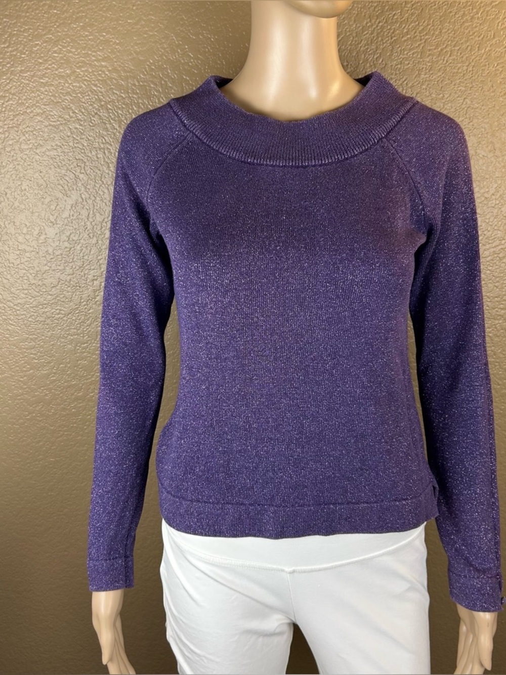 Judith Hart Collection Purple Metallic Sparkle Sweater Womens Small Silk Blend